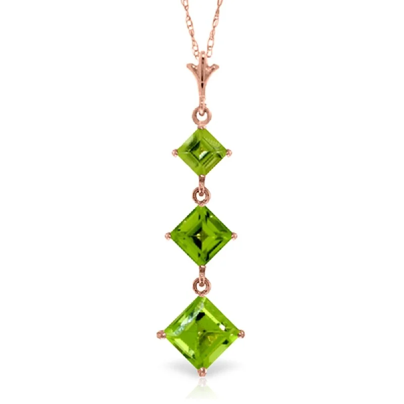 custom family tree necklace-2.4 Carat 14K Rose Gold Waterdrops Peridot Necklace