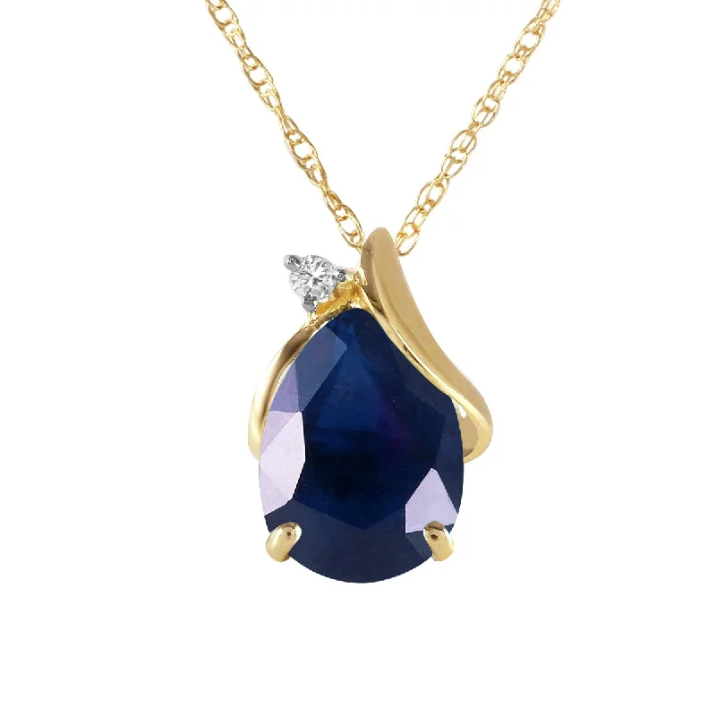 heart charm pendant necklace for girlfriend-2.53 Carat 14K Solid Gold Natural Diamond & Sapphire Gemstone Necklace