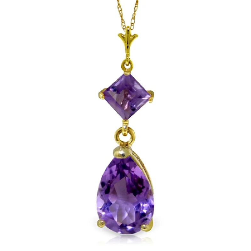 vintage silver charm necklace-2 Carat 14K Gold Only One Amethyst Necklace