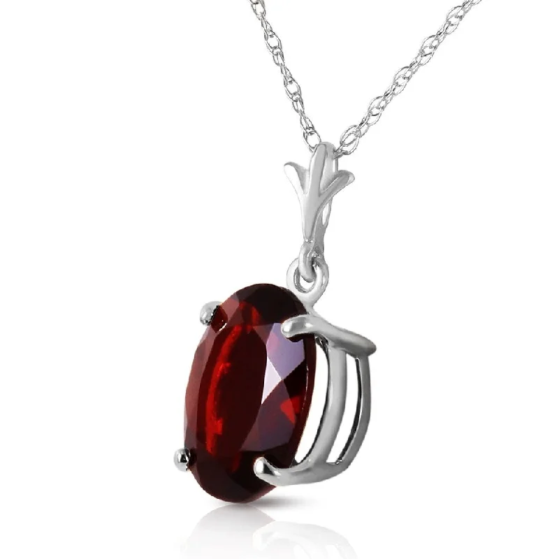 vintage gemstone necklace for women-3.12 CTW 14K Solid White Gold Day Will Come Garnet Necklace