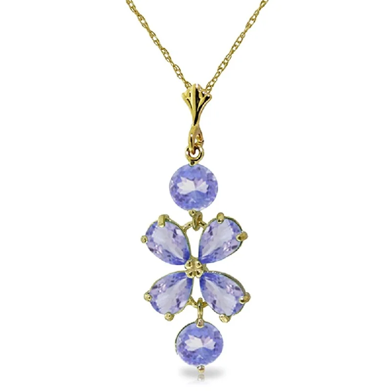 men’s gold chain necklace-3.15 Carat 14K Gold Chrysanthemum Tanzanite Necklace