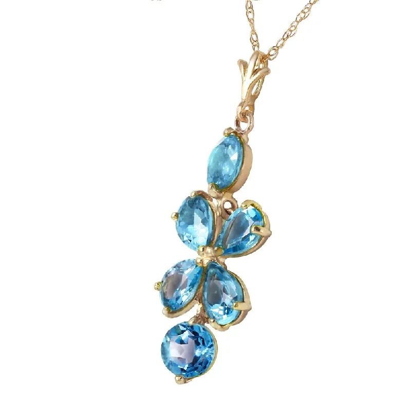 custom birthstone necklace for her-3.15 Carat 14K Solid Gold Passione Blue Topaz Necklace