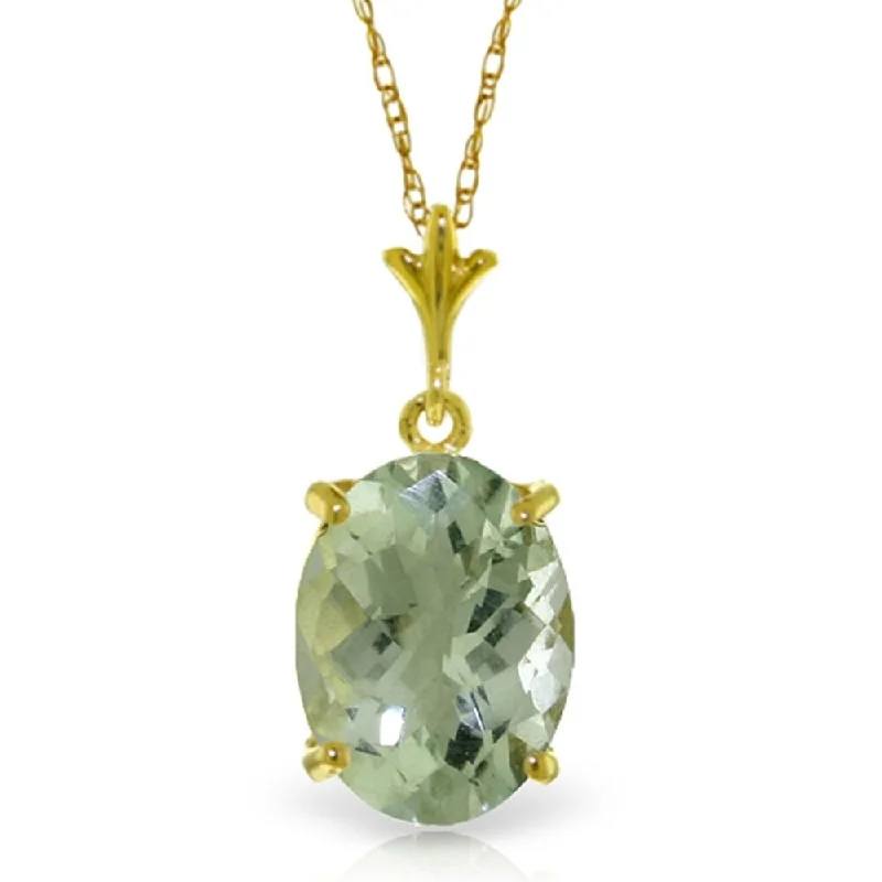 silver and gold pendant necklace-3.2 Carat 14K Gold Distant Places Green Amethyst Necklace