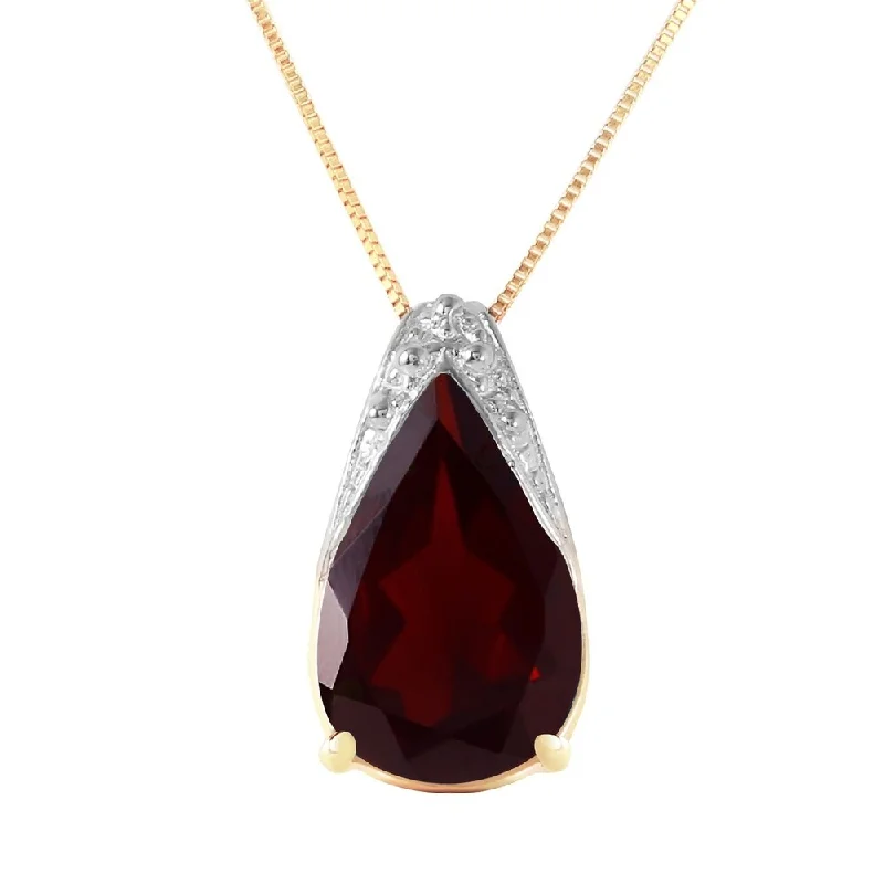 gold nameplate pendant necklace-5 Carat 14K Gold Necklace Natural Garnet