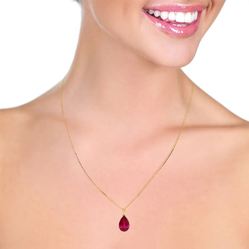 bohemian crystal charm necklace-5 Carat 14K Solid Gold Born A Lioness Ruby Necklace