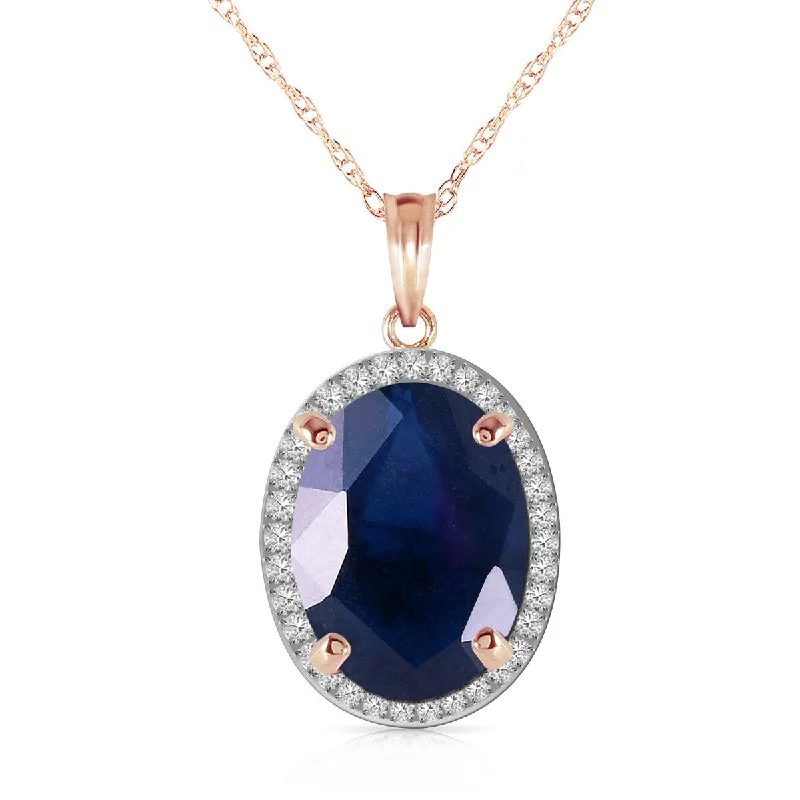 gold triangle pendant necklace-6.58 Carat 14K Solid Gold Loren Sapphire Diamond Gemstone Necklace