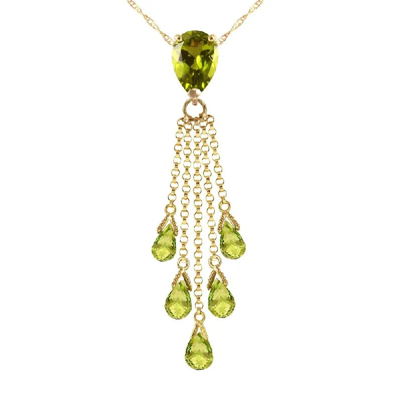 custom birthstone necklace for her-7.5 Carat 14K Gold Necklace Briolette Peridot