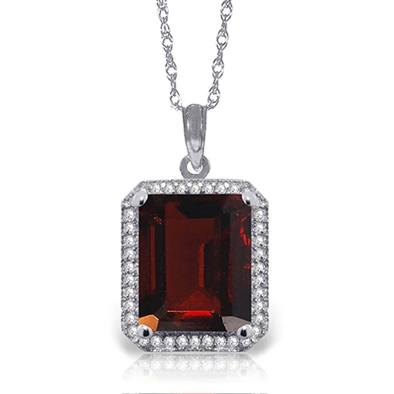 men’s custom engraved heart necklace-7.8 Carat 14K Solid Gold Gemstone Necklace Natural Diamond Garnet