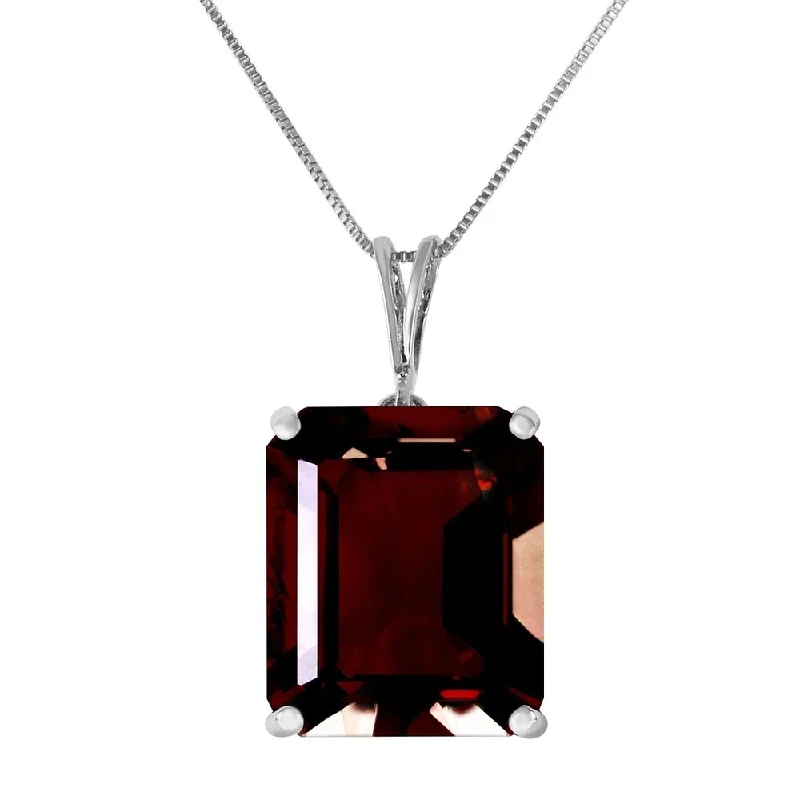 romantic rose gold heart necklace-7 Carat 14K White Gold Necklace Octagon Garnet