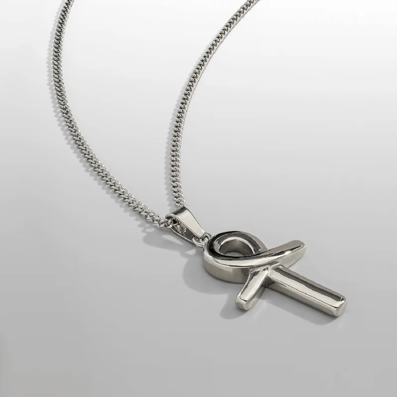 simple silver chain with pendant-Ankh (Silver)