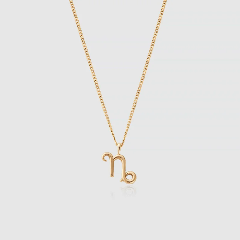 sterling silver necklace for men with initials-Capricorn (Gold)