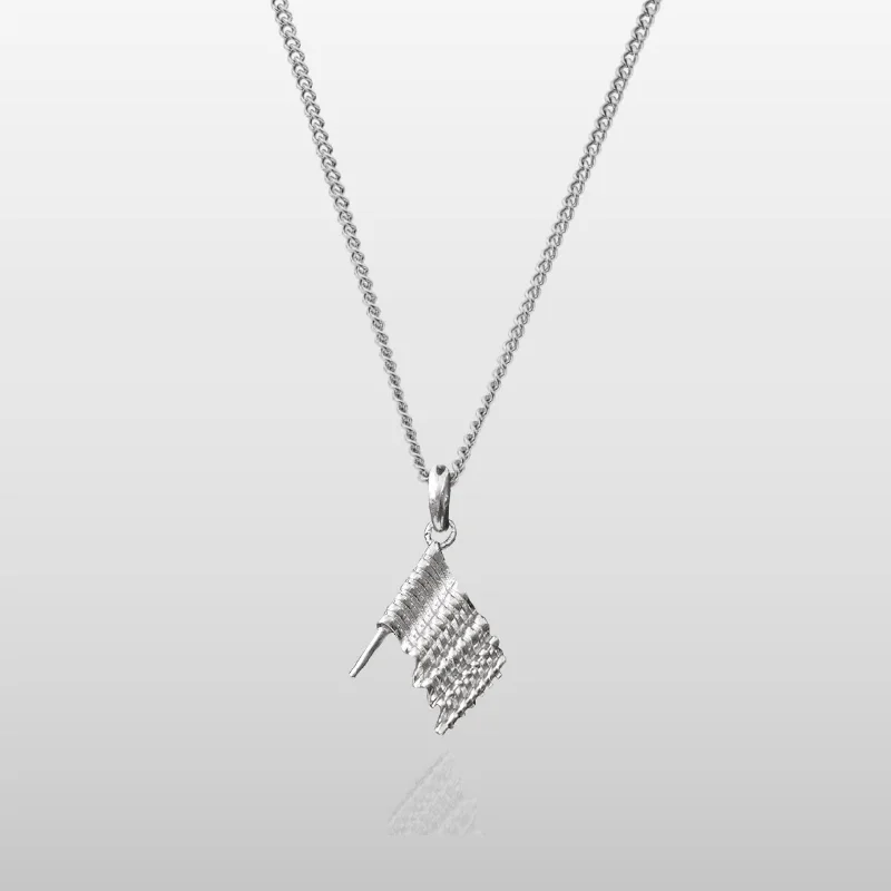 vintage gemstone necklace for women-Chequered Flag (Silver)