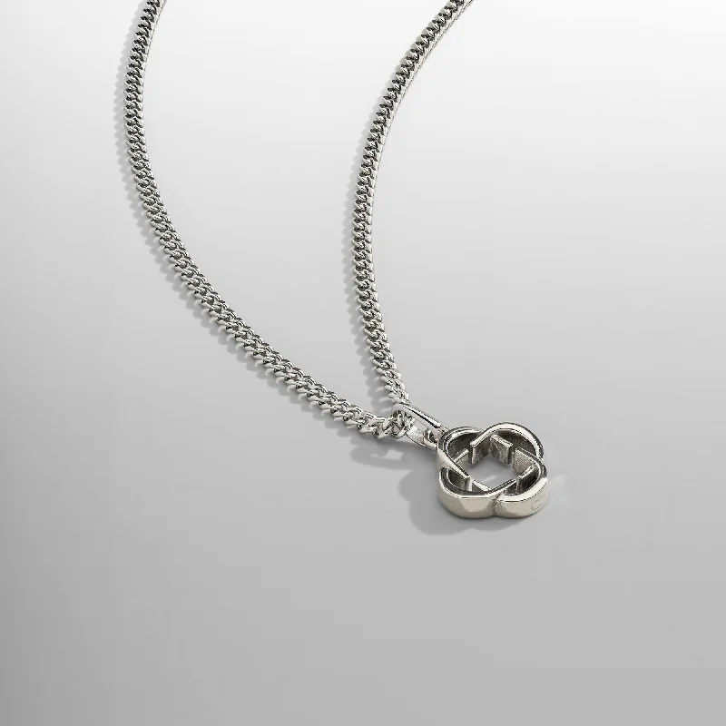 personalized heart-shaped crystal necklace-Clover Pendant (Silver)