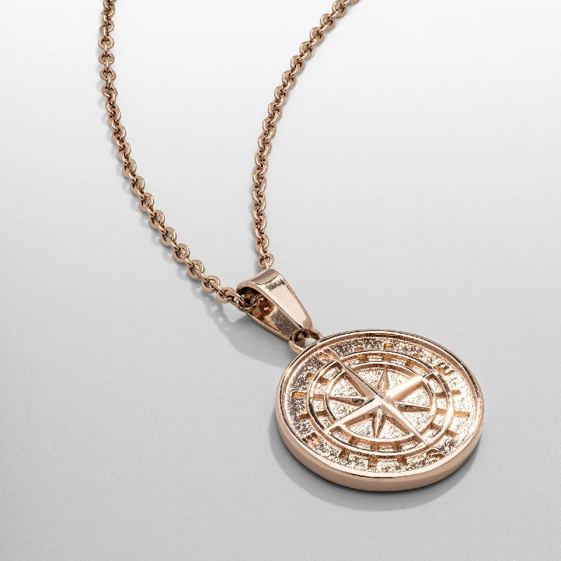 elegant diamond pendant for necklace-Compass Pendant (Rose Gold)