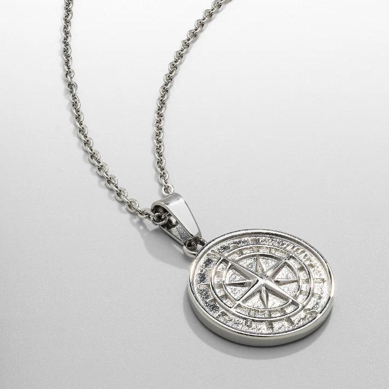 personalized angel necklace-Compass Pendant (Silver)