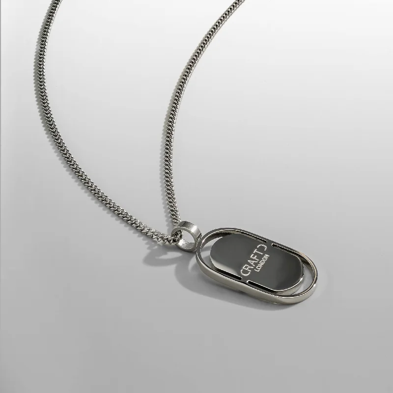 gold bar necklace with initials-CRAFTD Signature Pendant (Silver)