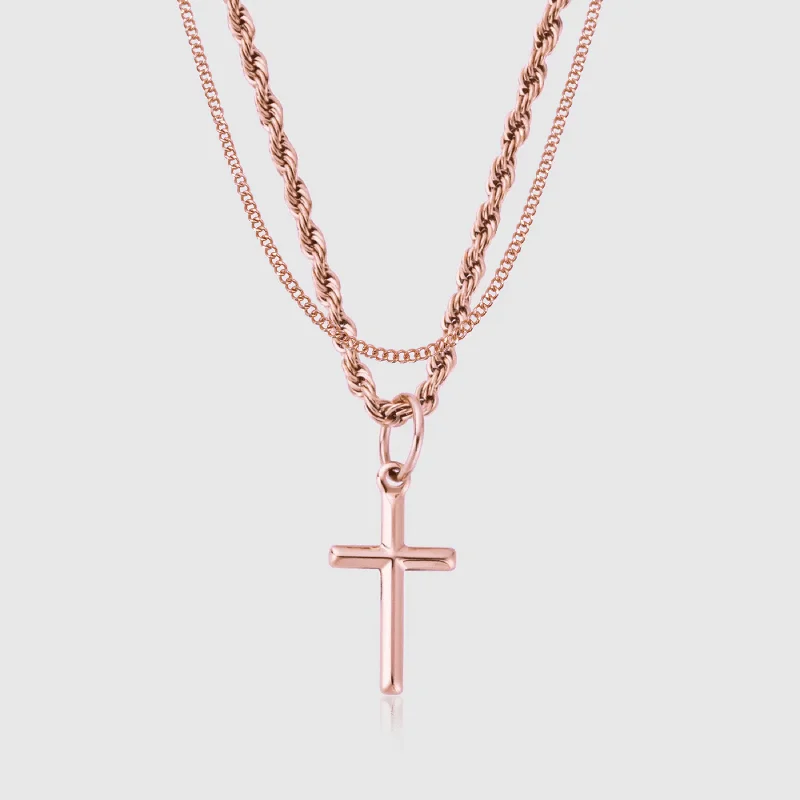 gold nameplate pendant necklace-Cross & Connell Set (Rose Gold)