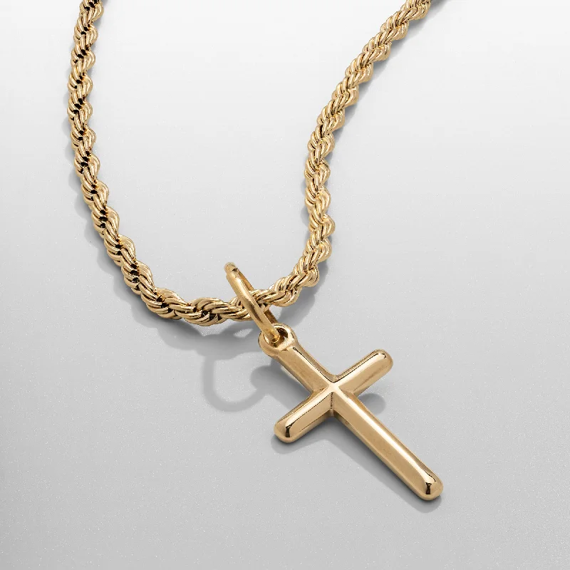 silver teardrop pendant necklace-Cross (Gold)