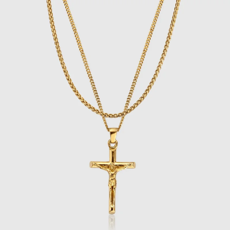 personalized pendant necklace for daughter-Crucifix Set (Gold)