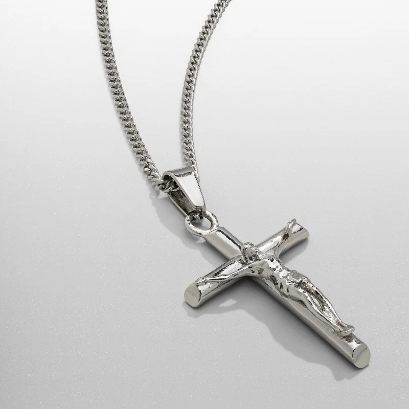 rose gold infinity bar necklace-Crucifix (Silver)