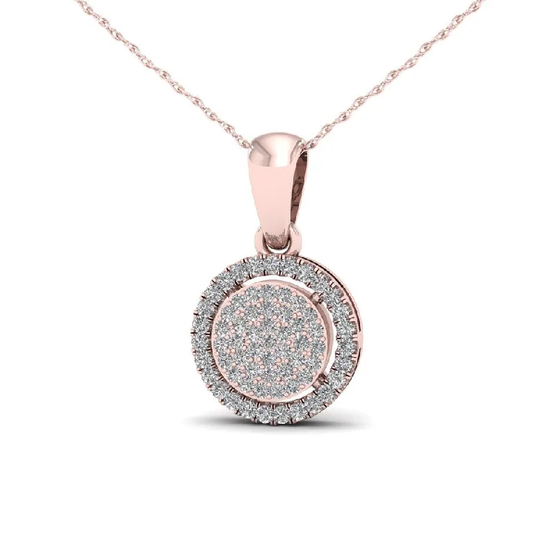 long crystal pendant necklace for women-De Couer 1/6ct TDW Diamond Halo Necklace - Pink