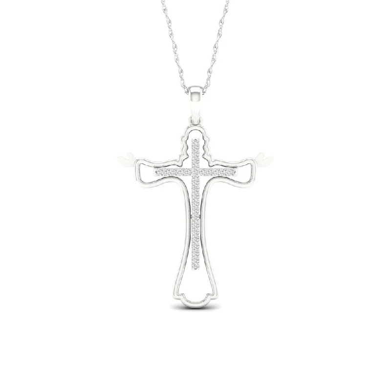 unique gemstone pendant necklace-De Couer 10k Gold 1/10ct TDW Diamond Cross Necklace