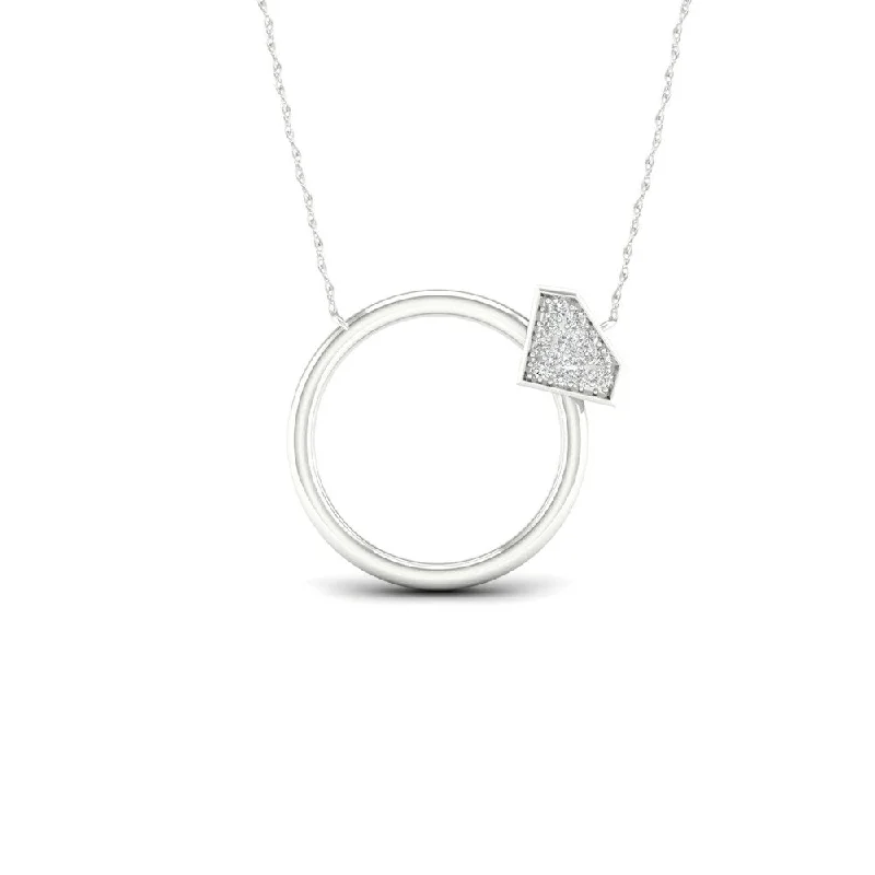 gold circle pendant necklace-De Couer 10k Gold 1/20ct TDW Diamond Circle Necklace