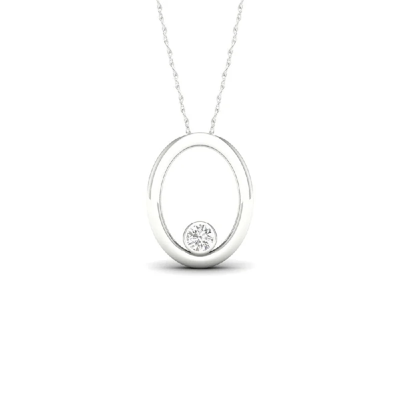 crystal heart necklace for brides-De Couer 10k Gold 1/20ct TDW Diamond Open Oval Frame Necklace