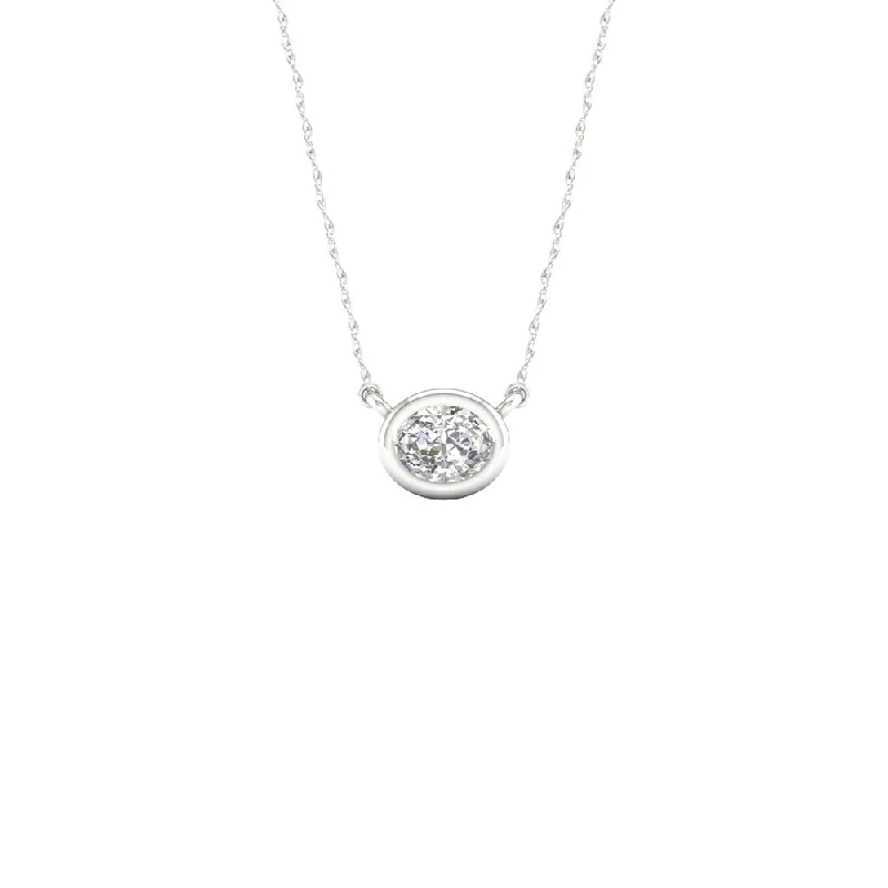 elegant silver pendant for women-De Couer 10k Gold 1/8ct TDW Oval Shape Diamond Solitaire Necklace (H-I, SI2)