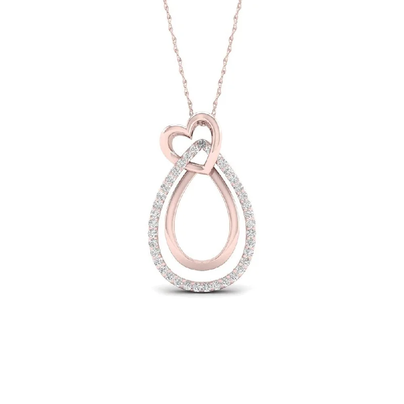 personalized angel necklace-De Couer 10k Rose Gold 1/10ct TDW Diamond Heart Necklace