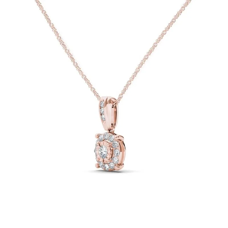 gold diamond pendant necklace-De Couer 10K Rose Gold 1/4ct TDW Diamond Necklace - Pink