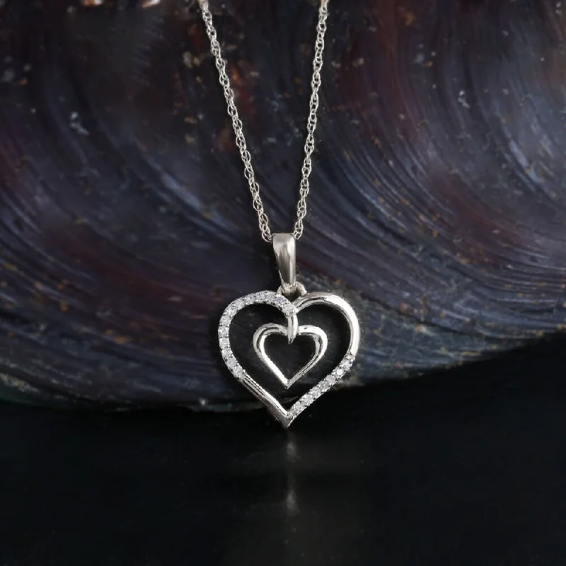 vintage coin pendant necklace for men-De Couer 10K White Gold 1/20ct TDW Diamond Necklace