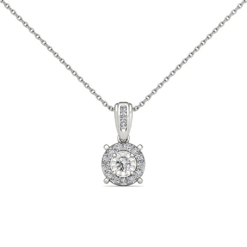 sterling silver gemstone pendant necklace-De Couer 10K White Gold 1/4ct TDW Diamond Necklace - White H-I