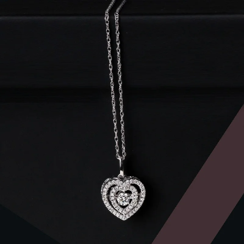 trendy crystal pendant necklace-De Couer 10k White Gold 1/5ct TDW Diamond Heartbeat Necklace - White H-I