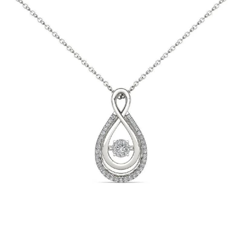 custom stone pendant necklace-De Couer 10K White Gold 1/8ct TDW Dancing Diamond Necklace - White H-I