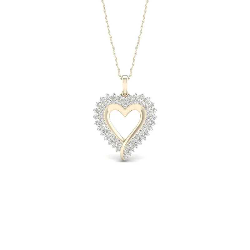 custom engraved silver pendant necklace-De Couer 10k Yellow Gold 1/2ct TDW Diamond Heart Necklace - Rose