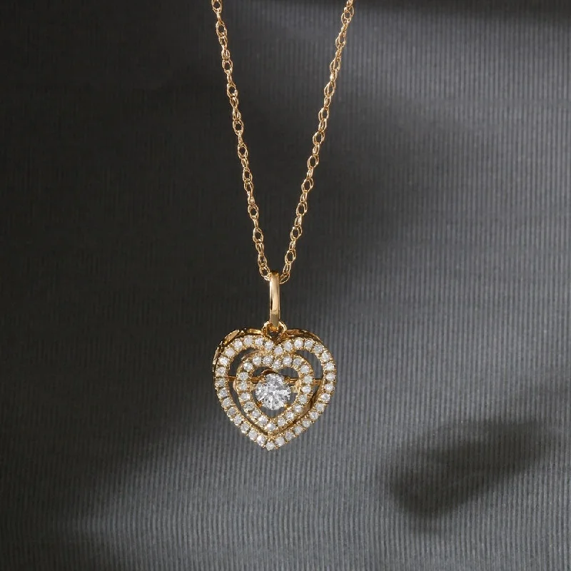 celestial moon necklace for women-De Couer 10k Yellow Gold 1/5ct TDW Diamond Heartbeat Necklace