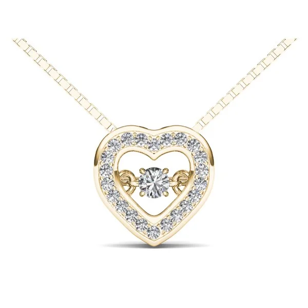 moonstone heart-shaped necklace-De Couer 10k Yellow Gold 1/5ct TDW Diamond Moving HeartBeat Pendant