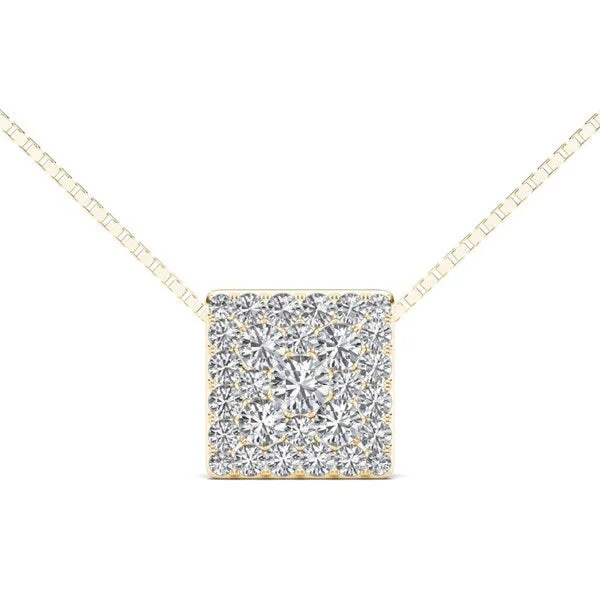 gold love pendant necklace-De Couer IGI Certified 10k Yellow Gold 1/2ct TDW Diamond Cluster Pendant