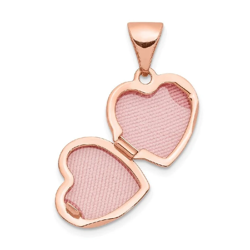 custom heart crystal necklace-Diamond2Deal 14K Rose Gold 10mm Floral Heart Locket (W- 10 mm, L- 15.90 mm)