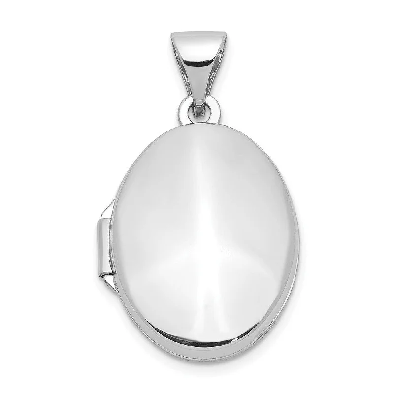 heart charm pendant necklace for girlfriend-Diamond2Deal 14K White Gold Polished Oval Locket (W- 14 mm, L- 24 mm)