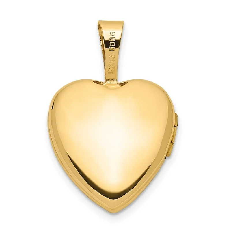 men’s customized silver necklace-Diamond2Deal 14K Yellow Gold 12mm Satin with Enamel Rose Heart Locket Pendant and Charm, (L-18mm, W-12.45mm)