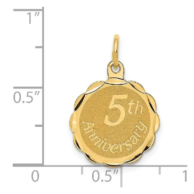 gold bar necklace with initials-Diamond2Deal 14K Yellow Gold Happy 5th Anniversary Pendant (L- 23 mm, W- 16 mm)