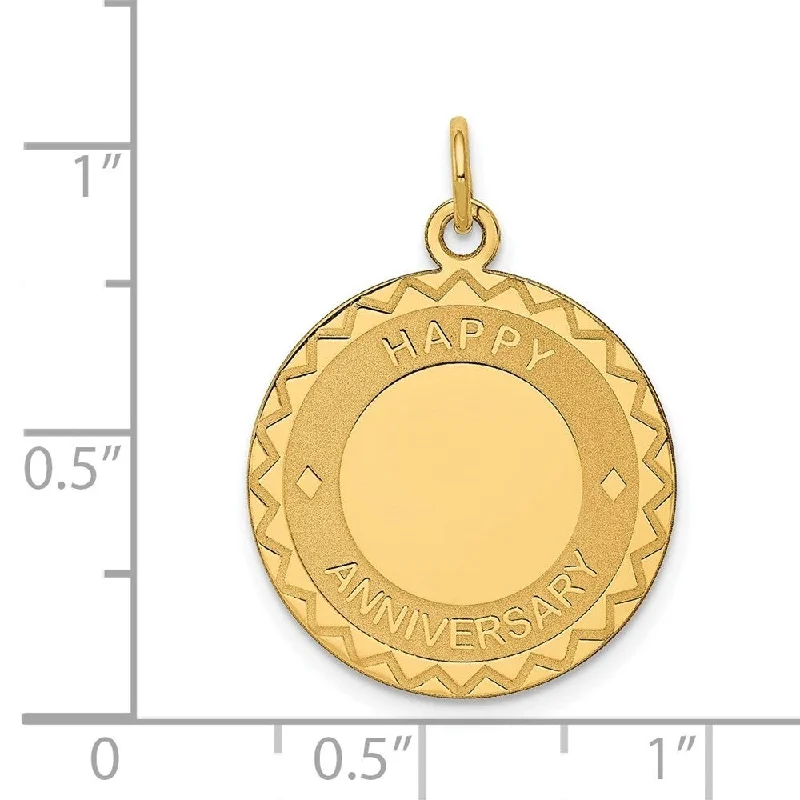 custom sterling silver charm necklace-Diamond2Deal 14K Yellow Gold Happy Anniversary Pendant (L- 27 mm, W- 20 mm)