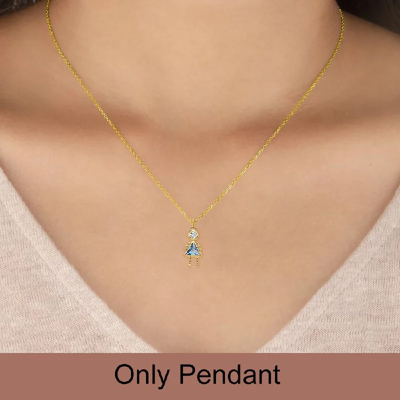 layered gold pendant necklace-Diamond2Deal 14K Yellow Gold March Birthstone Charm Pendant (L- 20 mm, W- 10 mm)