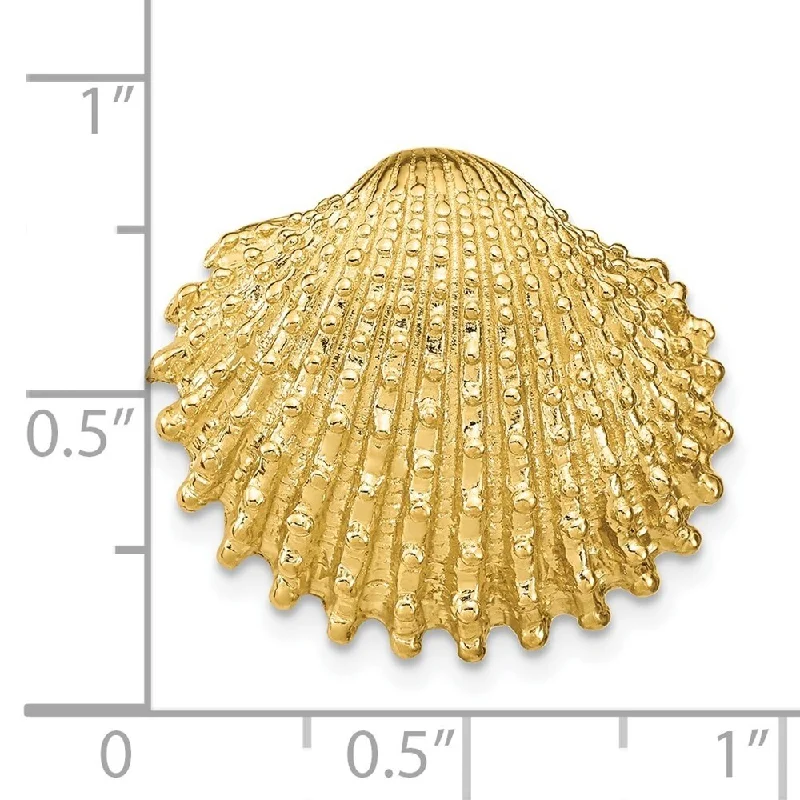 custom gold chain necklace for women-Diamond2Deal 14K Yellow Gold Scallop Shell Slide (L- 20 mm, W- 24 mm)