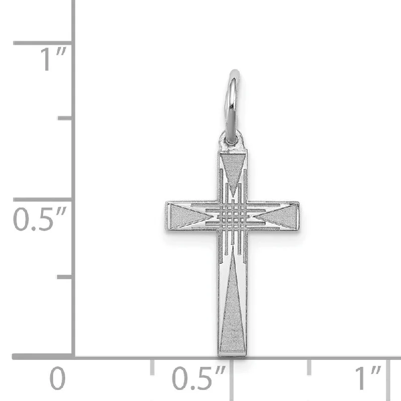 customized angel charm necklace-Diamond2Deal 925 Sterling Silver Laser Designed Cross Pendant (L- 22 mm, W- 10 mm)