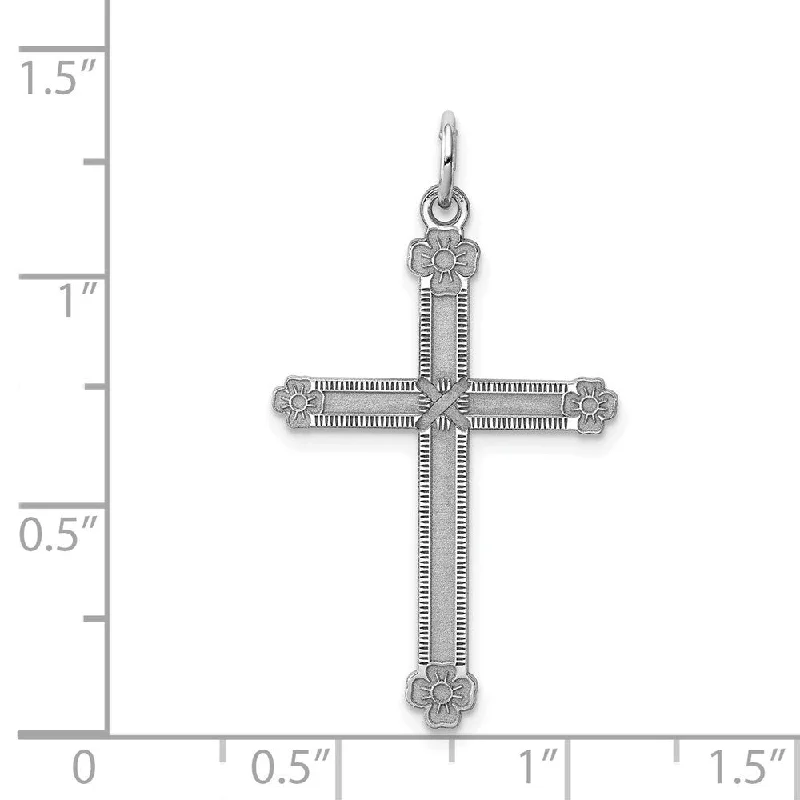 men’s silver pendant chain necklace-Diamond2Deal 925 Sterling Silver SS Laser Designed Cross Pendant (L- 30 mm, W- 16 mm)