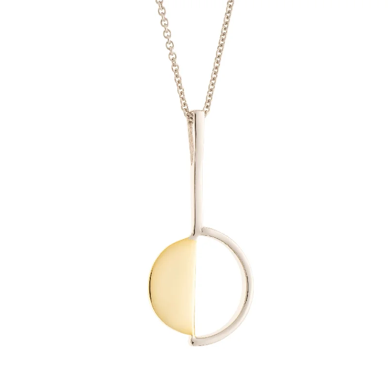 chunky gold chain necklace-Galway Crystal Arc Sterling Silver & Gold Pendant