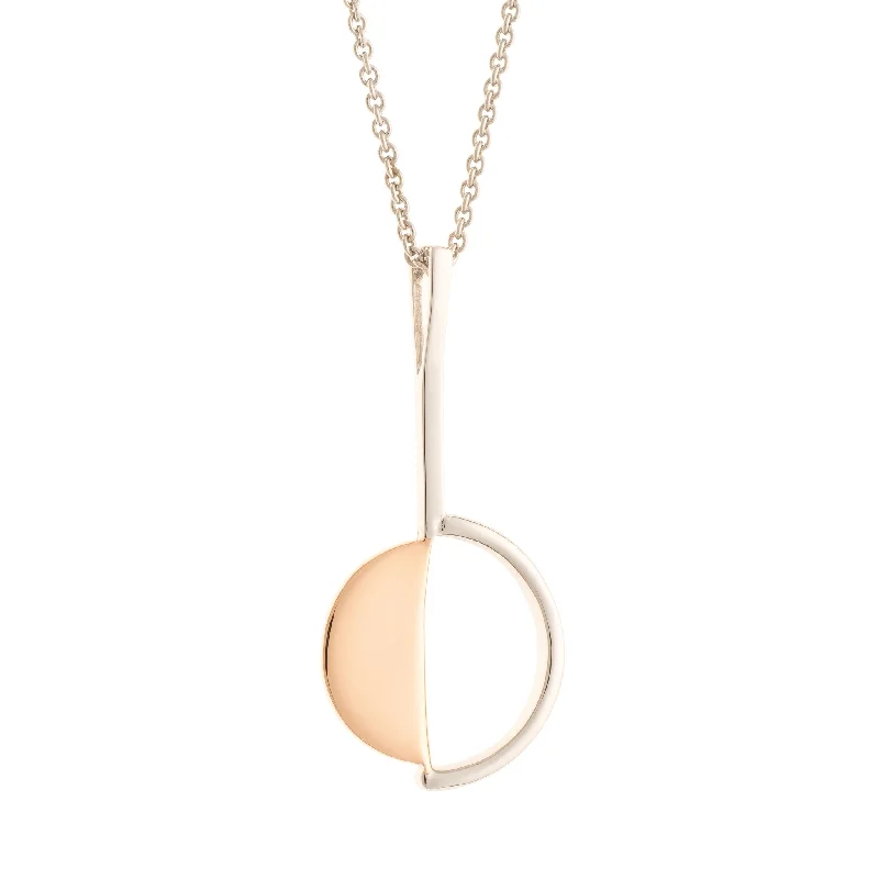 zodiac constellation charm necklace-Galway Crystal Arc Sterling Silver & Rose Gold Pendant